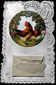 Nr. 790/116 1 alte Postkarte Hühner Chrom Spitze - Bild 1 von 2