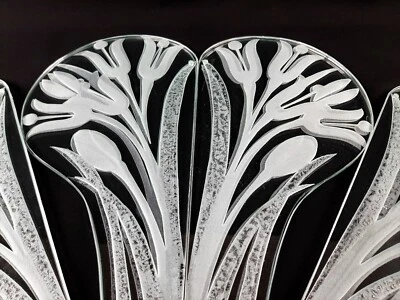 8 verres Art Nouveau  Déco sablés d'ornement vitrail sandblasted glass Très rare - Photo 1/4