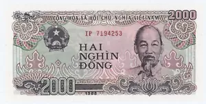 Viet nam Vietnam 2000 Dong 1988 Pick 107.a UNC Uncirculated Banknote - Picture 1 of 2