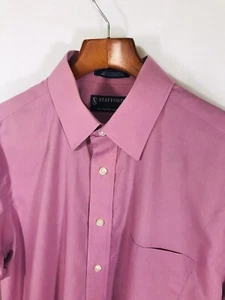 Stafford Men’s Purple Performance Long Sleeve Button Down Super Shirt 16 32-33 - Picture 1 of 4