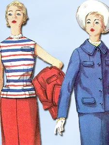 1950s Vintage Simplicity Sewing Pattern 1002 Uncut Misses Casual Suit Sz 30 Bust - Picture 1 of 7