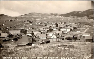 CRIPPLE CREEK, COLORADO - WORLDS GREATEST GOLD MINING CAMP - REAL PHOTO POSTCARD - Picture 1 of 2