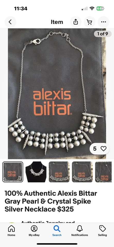 Collar Alexis Bittar Perla/Cristal Plata Venta al por menor $325, ¡¡Ahora $119!! Gift It!! Foto 1 de 1