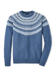 Suéter Peter Millar Para Hombres Mediano Brunhall Fair Isle Lana Cachemira Crew Azul - Imagen 1 de 7