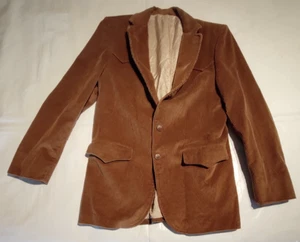 Giacca sportiva uomo marrone velluto a coste taglia 42 vera vintage anni 70 scamosciata gomito largo Galles - Foto 1 di 4