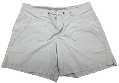 Pantalones Cortos Columbia Damas Medianos 32W 6" Beige Frente Plano Mezcla Algodón Logo Foto 1 de 4