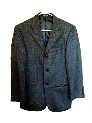 Blazer Abrigo Deportivo Chaqueta Claiborne Para Hombres 35S Lana 3 Botones Negro y Azul Foto 1 de 4