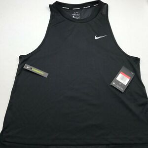 NEW Nike Women's Dry Miler Running Tank Top Large Black/Silver AT4210-010