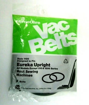 Home Care Vacuum Cleaner Belt 2 pack Style 1100 Eureka Upright Most Sew Machine  - Image 1 of 4