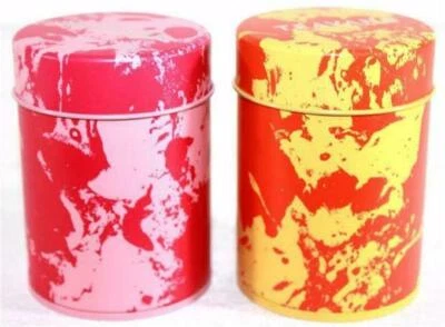 Teavana Pink And Orange Splatter Tea Tin 3.5" Canister Set - Image 1 of 4