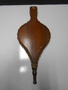 Vintage/Antique Chimney Fireplace Bellows Wood, Leather and Brass 16 1/2" Long - Picture 1 of 5