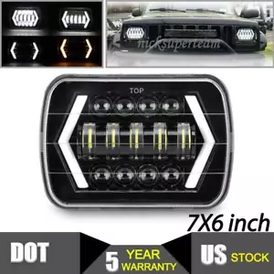 DOT 7X6" Black Ring LED Headlight HI-LO Sealed Beam H4 Bulbs For Dodge Ford JEEP - Picture 1 of 12