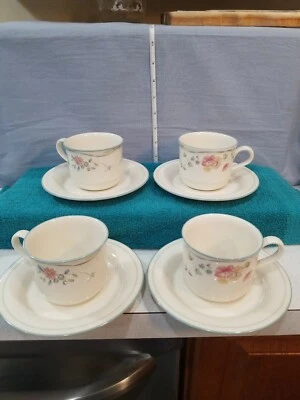 Lenox Chinastone Country Cottage Courtyard Cups & Saucers, 4 sets Excellent - Image 1 of 4