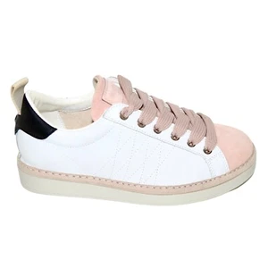 30% SALDI PANCHIC DONNA IN PELLE COLORE BIANCO INSERTI CAMOSCIO ROSA ART. P01 - Picture 1 of 3