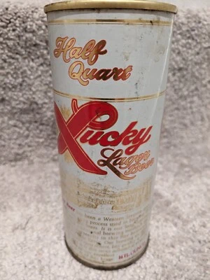 Beer Cans Vintage Steel Lucky Lager Beer Can Half Quart pull tab - Image 1 of 3