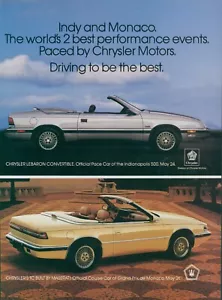 1987 Chrysler Lebaron Convertible TC Built By Maserati Vtg Print Ad SI17 - Picture 1 of 1