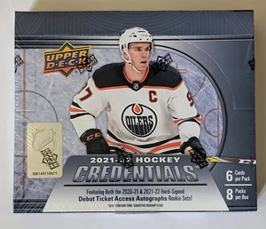 (FACTORY SEALED) 2021-22 UPPER DECK HOCKEY CREDENTIALS HOBBY BOX - Picture 1 of 2