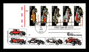 2385A 25c Stamp Set (Se-Tenant) (1988) THE CLASSIC CARS FDC FROM HF & CCC - Picture 1 of 2