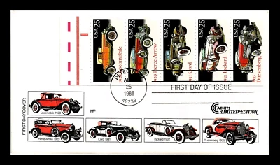 2385A 25c Stamp Set (Se-Tenant) (1988) THE CLASSIC CARS FDC FROM HF & CCC - Image 1 of 2