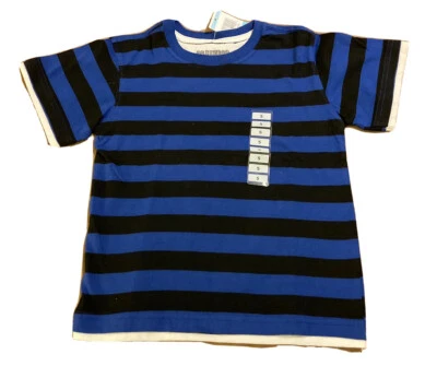 Camiseta a rayas azul oscuro/negro manga corta verde perro niños nueva con etiquetas, talla 5 Foto 1 de 4