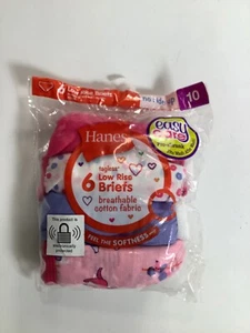 Girls Hanes Multicolor Low Rise Briefs Size 10 6 pack NEW! - Picture 1 of 3