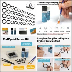 Fishing Rod Repair Kit, Pole Eyelet Ceramic Insert with Super Glue - Picture 1 of 6