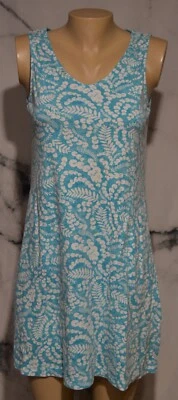 Vestido STAN HERMAN azul branco estampado sem mangas mistura de algodão pequeno sem forro - Imagem 1 de 4