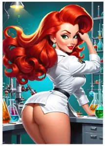 SCIENCE LAB WOMAN * Custom ACEO * Fun Novelty * CARTOON DIVA * Art Card * ATC - Picture 1 of 2