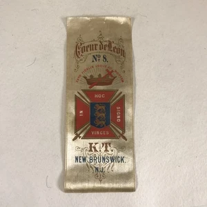 Knights Templar Commandery No 8 of NJ Masonic Ribbon - Picture 1 of 3