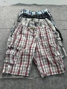 Lee Dungarees Cotton Cargo Bermuda Shorts Boys 18 Husky Windowpane Plaid Lot Of4 - Picture 1 of 19