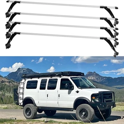 For Ford E150 E250 E350 63" Rain Gutter Roof Rack Cross Bars Cargo Kayak Carrier Foto 1 de 4