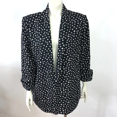 Chaqueta Blazer Chico's 2.5 EE. UU. 14 Frente Abierto Sin Botones Negra Marfil Lunares COMO NUEVA Foto 1 de 4