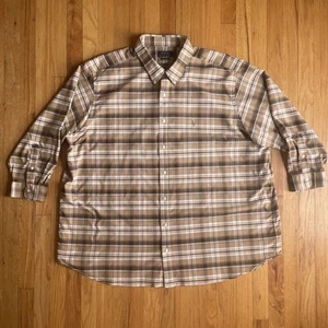 Polo Ralph Lauren Performance Plaid 3XL LS Button Down Shirt Pony Logo Tan Brown - Picture 1 of 11