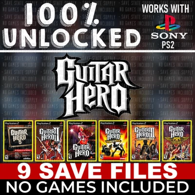 GUITAR HERO 1 2 3 | MEMORY CARD SAVES | + World Tour Aerosmith Rock the 80s PS2! - Image 1 of 4