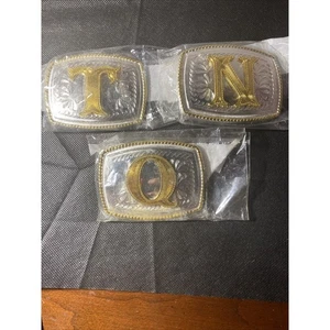 Fibbia cintura stile western iniziale "T" "N" MONOGRAMMA LETTERE NUOVA - Foto 1 di 8
