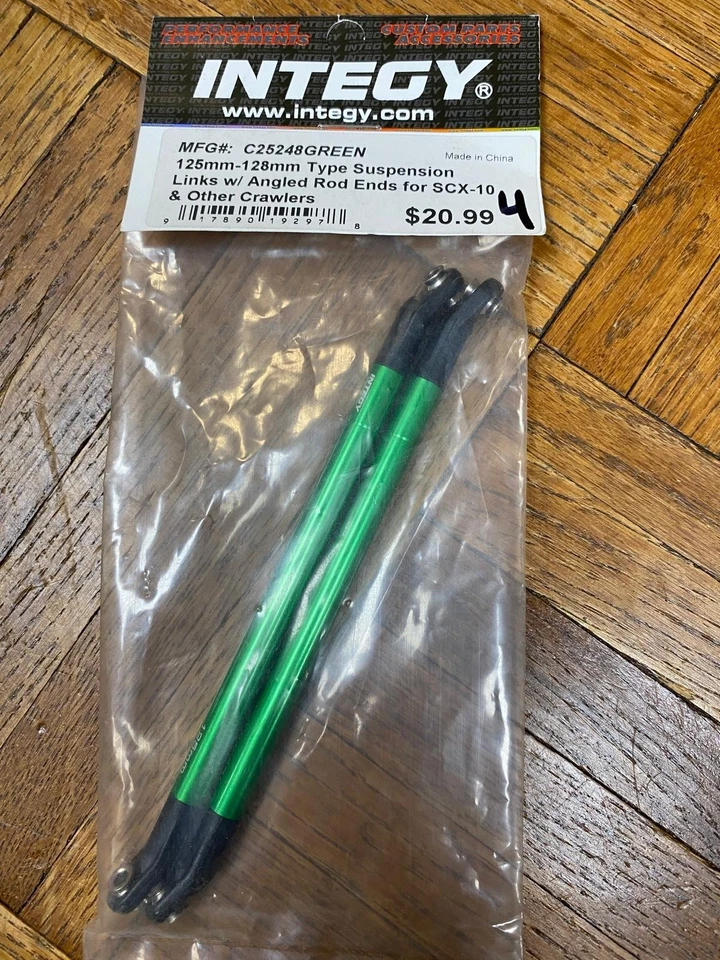 Integy C25248GREEN 125mm-128mm Type Suspension Links w/Angled Rod Ends: SCX-10 - Image 1 of 1