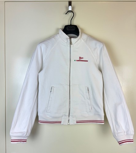 LUNA ROSSA PRADA rara giacca bomber da corsa vintage denim bianco donna S
