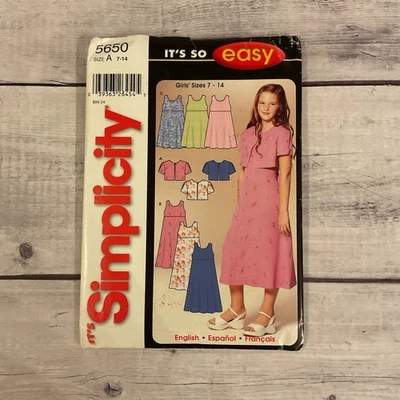 Simplicity 5650 Sewing Pattern Sleeveless Dress Jacket Girls Child 7-14 UNCUT - Image 1 of 4