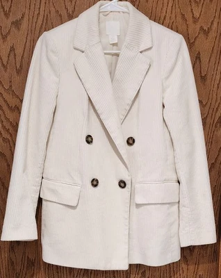 CHAQUETA BLAZER MUJER H&M FORRADA PANA, CREMA MARFIL, SUAVE, TALLA 4 M MEDIANA Foto 1 de 2