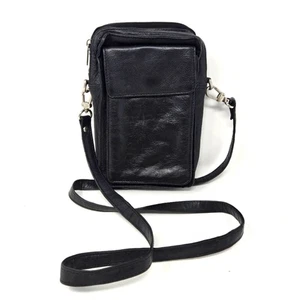 VINTAGE WILSONS LEDER SCHWARZ CARRY ALL UMHÄNGETASCHE CROSSBODY TASCHE HANDTASCHE UNISEX - Bild 1 von 16