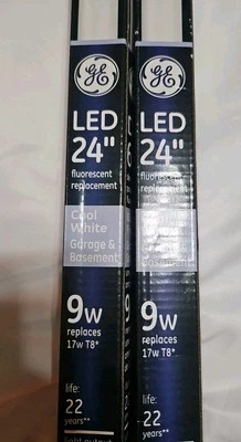 2 GE 24" LED Fluorescent Replacement Tube Light Bulb White 4000k 9w T8 - Image 1 of 4