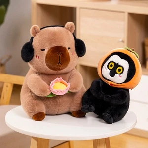 Cute Capybara Plush Toy Stuffed Soft Animals Peace & Love Capybara Doll Fluffy W - Picture 1 of 27