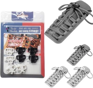 (4 Pairs) No Tie shoelaces locks tie-less for Oval or Flat Shoe laces strings - Picture 1 of 6
