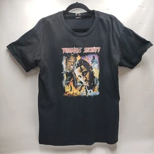T-shirt Travis Scott LA Flame stampa grafica cotone adulto XL grande nera - Foto 1 di 11
