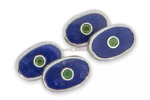 Naturale Lapislazzuli & Onice Gemma Con 925 Argento Sterling Gemelli #2283 - Foto 1 di 4