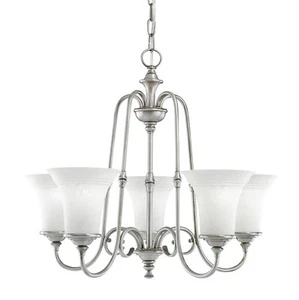 5 Light Northampton Chandelier, Antique Pewter With White Textured Glass $432 - Picture 1 of 1