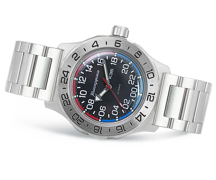 Vostok 35083A Komandirskie K-35 Watch 24 Hour Mechanical Self-Winding USA STOCK