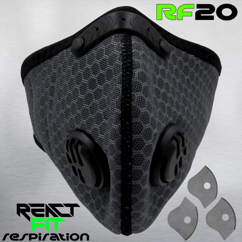 Mascarilla facial ReactFIT RF20 unisex filtro carbón activado anti contaminación lavable Foto 1 de 1