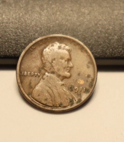 1911 S US Lincoln Cent 1c Fine Damage (Corrosion) Cover