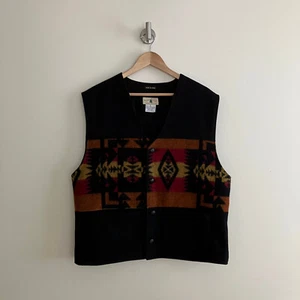 Northwest Territory Vest Men’s Large Black Vintage Aztec Wool Blend - Picture 1 of 12